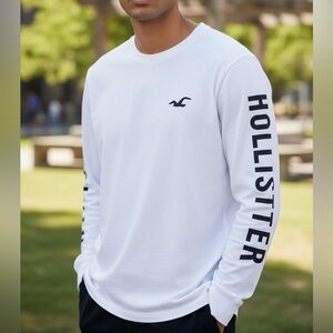 Hollister White Long Sleeve Tee with Logo